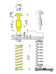 Tameo Kits: Detail 1/43 scale - Shock absorber with coil spring - 5 units