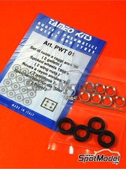 Tameo Kits: Rims and tyres set 1/43 scale - 2 wing nuts 1950 spoked wheels - tyres, rims, turned metal parts and photo-etched parts