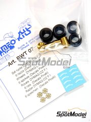 Tameo Kits: Set de llantas y neumticos escala 1/43 - DYMAG-OZ de 6 radios - fotograbados, piezas de goma, piezas de metal torneado y calcas de agua