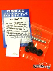 Tameo Kits: Set de llantas y neumticos escala 1/43 - Fondmetal F1 8 radios - fotograbados, piezas de goma, piezas de metal torneado y calcas de agua