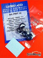 Tameo Kits: Set de llantas y neumticos escala 1/43 - Enkei F1 de 4 radios - fotograbados, piezas de goma, piezas de metal torneado y calcas de agua