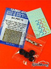 Tameo Kits: Set de llantas y neumticos escala 1/43 - Neumaticos de lluvia  + llantas - Campeonato del Mundo FIA de Formula 1 1992 - fotograbados, piezas de goma, piezas de metal torneado y calcas de agua