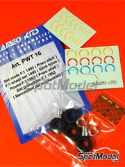 Tameo Kits: Set de llantas y neumticos escala 1/43 - Slicks y llantas - Campeonato del Mundo FIA de Formula 1 1993 - fotograbados, piezas de goma, piezas de metal torneado y calcas de agua