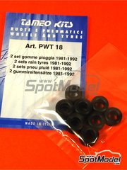 Tameo Kits: Neumticos escala 1/43 - Neumaticos de lluvia de Formula 1 - Campeonato del Mundo FIA de Formula 1 1981, 1982, 1983, 1984, 1985, 1986, 1987, 1988, 1989, 1990, 1991 y 1992 - piezas de goma - 8 unidades