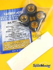Tameo Kits: Rims and tyres set 1/24 scale - F1 Wheel set 1981, 1982, 1983, 1984, 1985, 1986, 1987, 1988, 1989, 1990, 1991 and 1992 - photo-etched parts, rubber parts and turned metal parts