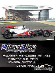 Tameo Kits: Car scale model kit 1/43 scale - McLaren Mercedes MP4/25 McLaren Racing Limited Team sponsored by Vodafone #1, 2 - Jenson Button (GB), Lewis Hamilton (GB) - Chinese Formula 1 Grand Prix 2010 - photo-etched parts, turned metal parts, water slide decals, white metal parts, assembly instructions and tobacco sponsor decals
