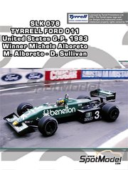 Tameo Kits: Maqueta de coche escala 1/43 - Tyrrell Ford 011 Equipo Tyrrell Racing patrocinado por Benetton N� 3, 4 - Michele Alboreto (IT), Danny Sullivan (US) - Gran Premio de F�rmula 1 de los Estados Unidos de Am�rica 1983 - fotograbados, piezas de goma, piezas de metal torneado, calcas de agua, piezas de metal blanco y manual de instrucciones