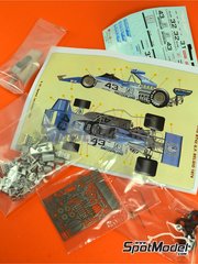 Tameo Kits: Car scale model kit 1/43 scale - Brabham Ford BT42 Brabham Racing Organisation Team sponsored by Casino Baden #31, 32, 43 - G&eacute;rard Larrousse (FR), Carlo Facetti (IT), Helmuth Koinigg (AT) - Austrian Formula 1 Grand Prix, Belgian Formula 1 Grand Prix, Italian Formula 1 Grand Prix 1974 - photo-etched parts, turned metal parts, water slide decals, white metal parts and assembly instructions image