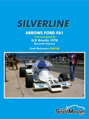 Tameo Kits: Car scale model kit 1/43 scale - Arrows Ford FA1 Arrows Grand Prix International Team sponsored by Varig #36 - Riccardo Patrese (IT) - Brazilian Formula 1 Grand Prix 1978 - metal parts, photo-etched parts, rubber parts, water slide decals, assembly instructions and painting instructions image