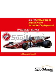Tameo Kits: Car scale model kit 1/43 scale - Ferrari 312 B2 Scuderia Ferrari Team sponsored by Shell #4, 5 - Jacques Bernard 'Jacky' Ickx (BE), Clay Regazzoni (CH) - British Formula 1 Grand Prix 1971 - metal parts, photo-etched parts, rubber parts, turned metal parts, water slide decals, white metal parts, other materials, assembly instructions and painting instructions