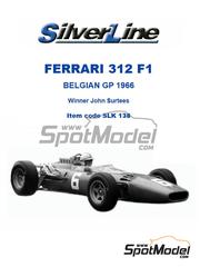 Tameo Kits: Car scale model kit 1/43 scale - Ferrari 312 F1 Scuderia Ferrari SEFAC Team #6 - John Surtees (GB) - Belgian Formula 1 Grand Prix 1966 - metal parts, photo-etched parts, rubber parts, vacuum formed parts, water slide decals, white metal parts, other materials, assembly instructions and painting instructions