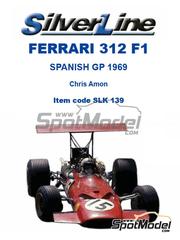 Tameo Kits: Car scale model kit 1/43 scale - Ferrari 312 F1 Scuderia Ferrari SEFAC Team #15 - Chris Amon (NZ) - Spanish Formula 1 Grand Prix 1969 - metal parts, photo-etched parts, rubber parts, vacuum formed parts, water slide decals, white metal parts, other materials, assembly instructions and painting instructions