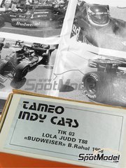 Tameo Kits: Car scale model kit 1/43 scale - Lola Judd T88 sponsored by Budweiser #1 - Bobby Rahal (US) - Indy 1988 - photo-etched parts, turned metal parts, water slide decals, white metal parts and assembly instructions