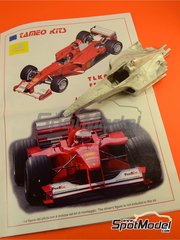 Tameo Kits: Car scale model kit 1/24 scale - Ferrari F1 2000 Scuderia Ferrari Team sponsored by Marlboro #3, 4 - Michael Schumacher (DE), Rubens Barrichello (BR) - Japanese Formula 1 Grand Prix 2000 - photo-etched parts, rubber parts, turned metal parts, water slide decals, white metal parts and assembly instructions