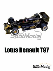 Tameo Kits: Car scale model kit 1/43 scale - Lotus Renault 97T Lotus Team sponsored by John Player Special #11, 12 - Elio de Angelis (IT), Ayrton Senna da Silva (BR) - Portuguese Formula 1 Grand Prix 1985 - photo-etched parts, turned metal parts, water slide decals, white metal parts, assembly instructions and tobacco sponsor decals