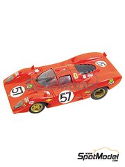 Tameo Kits: Car scale model kit 1/43 scale - Ferrari 312P Coupe #57 - Chuck Parsons (US), Tony Adamowicz (US) - 24 Hours Le Mans 1970 - photo-etched parts, turned metal parts, water slide decals, white metal parts and assembly instructions