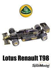 Tameo Kits: Car scale model kit 1/43 scale - Lotus Renault 98T Lotus Team sponsored by John Player Special #11, 12 - Johnny Dumfries (GB), Ayrton Senna da Silva (BR) - Spanish Formula 1 Grand Prix 1986 - photo-etched parts, turned metal parts, water slide decals, white metal parts, assembly instructions and tobacco sponsor decals
