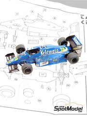 Tameo Kits: Maqueta de coche escala 1/43 - Osella Alfa Romeo FA1/G patrocinado por Kelemata N� 24 - Piercarlo Ghinzani (IT) - Gran Premio de Formula 1 de M�naco 1985 - fotograbados, piezas de goma, piezas de metal torneado, calcas de agua, piezas de metal blanco y manual de instrucciones