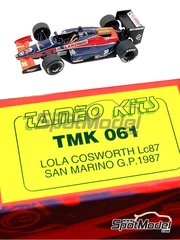 Tameo Kits: Maqueta de coche escala 1/43 - Lola Cosworth Lc87 - Phillippe Alliot (FR) - Gran Premio de Frmula 1 de San Marino 1987 - fotograbados, piezas de goma, piezas de metal torneado, calcas de agua, piezas de metal blanco y manual de instrucciones