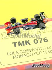 Tameo Kits: Maqueta de coche escala 1/43 - Lola Cosworth Lc88 patrocinado por BP N 29, 30 - Phillippe Alliot (FR), Yannick Dalmas (FR) - Gran Premio de Formula 1 de Mnaco 1998 - fotograbados, piezas de goma, piezas de metal torneado, calcas de agua, piezas de metal blanco y manual de instrucciones