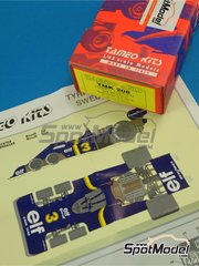 Tameo Kits: Car scale model kit 1/43 scale - Tyrrell Ford P34 Tyrrell Racing Team sponsored by ELF #3, 4 - Jody Scheckter (ZA), Patrick Depailler (FR) - Swedish Formula 1 Grand Prix 1976 - photo-etched parts, turned metal parts, water slide decals, white metal parts and assembly instructions