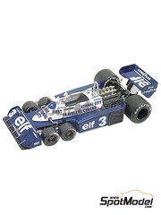 Tameo Kits: Maqueta de coche escala 1/43 - Tyrrell Ford P34 Six Wheels seis ruedas Equipo Tyrrell Racing patrocinado por ELF N 3, 4 - Ronnie Peterson (SE), Patrick Depailler (FR) - Gran Premio de Formula 1 de Mnaco 1977 - fotograbados, piezas de goma, piezas de metal torneado, calcas de agua, piezas de metal blanco, manual de instrucciones y calcas de sponsors de tabaco