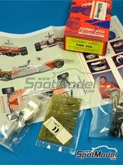Tameo Kits: Car scale model kit 1/43 scale - McLaren Mercedes MP4/11 McLaren Racing Limited Team sponsored by Marlboro #7, 8 - Mika H�kkinen (FI), David Coulthard (GB) - Hungarian Formula 1 Grand Prix 1996 - photo-etched parts, turned metal parts, water slide decals, white metal parts, assembly instructions and tobacco sponsor decals