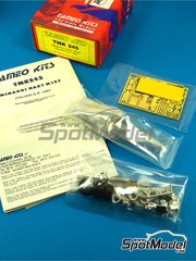 Tameo Kits: Car scale model kit 1/43 scale - Minardi Hart M197 Minardi F1 Team sponsored by Mild Seven #20, 21 - Ukyo Katayama (JP), Tarso Marques (BR) - Italian Formula 1 Grand Prix 1997 - photo-etched parts, turned metal parts, water slide decals, white metal parts, assembly instructions and tobacco sponsor decals