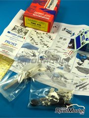 Tameo Kits: Car scale model kit 1/43 scale - Prost Mugen Honda JS45 sponsored by Gauloises #14, 15 - Jarno Trulli (IT), Shinji Nakano (JP) - Italian Formula 1 Grand Prix 1997 - photo-etched parts, turned metal parts, water slide decals, white metal parts, assembly instructions and tobacco sponsor decals