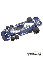 Tameo Kits: Maqueta de coche escala 1/43 - Tyrrell Ford P34 Six Wheels seis ruedas Equipo Tyrrell Racing patrocinado por ELF N 3, 4 - Ronnie Peterson (SE), Patrick Depailler (FR) - Gran Premio de Frmula 1 de Inglaterra 1977 - fotograbados, piezas de goma, piezas de metal torneado, calcas de agua, piezas de metal blanco y manual de instrucciones