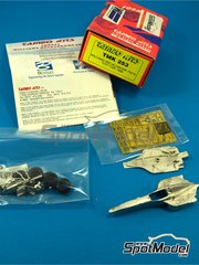 Tameo Kits: Car scale model kit 1/43 scale - Williams Mecachrome FW19 Williams Grand Prix Engineering Team sponsored by Winfield - Jacques Villeneuve (CA), Heinz-Harald Frentzen (DE) - Test version 1998 - photo-etched parts, turned metal parts, water slide decals, white metal parts, assembly instructions and tobacco sponsor decals