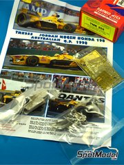 Tameo Kits: Car scale model kit 1/43 scale - Jordan Mugen Honda 198 Jordan Grand Prix Team sponsored by Benson and Hedges #9, 10 - Damon Hill (GB), Michael Schumacher (DE) - Australian Formula 1 Grand Prix 1998 - photo-etched parts, turned metal parts, water slide decals, white metal parts, assembly instructions and tobacco sponsor decals