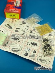 Tameo Kits: Maqueta de coche escala 1/43 - March Ford 2-4-0 - Version de presentacin 1976 - fotograbados, piezas de goma, piezas de metal torneado, calcas de agua, piezas de metal blanco y manual de instrucciones