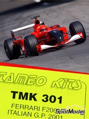 Tameo Kits: Car scale model kit 1/43 scale - Ferrari F2001 Scuderia Ferrari Team sponsored by Marlboro #1, 2 - Michael Schumacher (DE), Rubens Barrichello (BR) - Italian Formula 1 Grand Prix 2001 - photo-etched parts, turned metal parts, water slide decals, white metal parts and assembly instructions