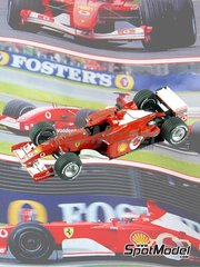 Tameo Kits: Car scale model kit 1/43 scale - Ferrari F2001 Scuderia Ferrari Team sponsored by Marlboro #1, 2 - Michael Schumacher (DE), Rubens Barrichello (BR) - Australian Formula 1 Grand Prix 2002 - photo-etched parts, rubber parts, turned metal parts, water slide decals, white metal parts, assembly instructions and tobacco sponsor decals