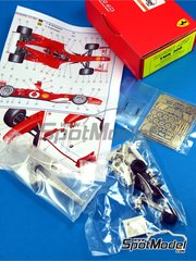 Tameo Kits: Car scale model kit 1/43 scale - Ferrari F2002 Scuderia Ferrari Team sponsored by Marlboro #1, 2 - Michael Schumacher (DE), Rubens Barrichello (BR) - San Marino Formula 1 Grand Prix 2002 - photo-etched parts, rubber parts, turned metal parts, water slide decals, white metal parts, assembly instructions and tobacco sponsor decals