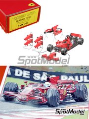 Tameo Kits: Car scale model kit 1/43 scale - Ferrari F2008 Scuderia Ferrari Team sponsored by Shell #1, 2 - Felipe Massa (BR), Kimi Rikknen (FI) - Brazilian Formula 1 Grand Prix 2008 - photo-etched parts, turned metal parts, water slide decals, white metal parts, assembly instructions and tobacco sponsor decals