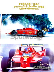 Tameo Kits: Maqueta de coche escala 1/43 - Ferrari 126C Equipo Scuderia Ferrari patrocinado por Fiat N 2 - Gilles Villeneuve (CA) - Gran Premio de Frmula 1 de Italia 1980 - fotograbados, piezas de goma, piezas de metal torneado, calcas de agua, piezas de metal blanco y manual de instrucciones