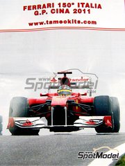 Tameo Kits: Car scale model kit 1/43 scale - Ferrari 150 Italia Scuderia Ferrari Team sponsored by Banco Santander #5, 6 - Fernando Alonso (ES), Felipe Massa (BR) - Chinese Formula 1 Grand Prix 2011 - photo-etched parts, turned metal parts, water slide decals, white metal parts and assembly instructions