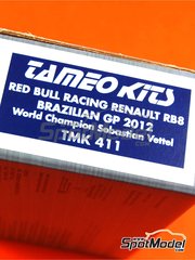 Tameo Kits: Car scale model kit 1/43 scale - RB Racing Renault RB8 - Sebastian Vettel (DE) - Brazilian Formula 1 Grand Prix 2012 - photo-etched parts, turned metal parts, water slide decals, white metal parts and assembly instructions