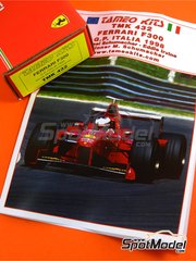 Tameo Kits: Car scale model kit 1/43 scale - Ferrari F300 Scuderia Ferrari Team sponsored by Marlboro #3, 4 - Michael Schumacher (DE), Eddie Irvine (GB) - Italian Formula 1 Grand Prix 1998 - photo-etched parts, turned metal parts, water slide decals, white metal parts, assembly instructions and tobacco sponsor decals