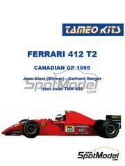 Tameo Kits: Car scale model kit 1/43 scale - Ferrari 412 T2 Scuderia Ferrari Team sponsored by Agip #27, 28 - Jean Alesi (FR), Gerhard Berger (AT) - Canadian Formula 1 Grand Prix 1995 - metal parts, photo-etched parts, rubber parts, water slide decals, white metal parts, assembly instructions, painting instructions and tobacco sponsor decals