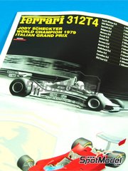 Tameo Kits: Maqueta de coche escala 1/43 - Ferrari 312T4 Equipo Scuderia Ferrari patrocinado por Fiat N� 11, 12 - Jody Scheckter (ZA), Jacques Villeneuve (CA) - Gran Premio de F�rmula 1 de Italia 1979 - fotograbados, piezas de goma, piezas de metal torneado, calcas de agua, piezas de metal blanco y manual de instrucciones
