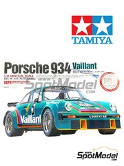 Tamiya: Car scale model kit 1/12 scale - Porsche 934 Turbo RSR Group 4 Kremer Racing Team sponsored by Vaillant #5 - Robert 'Bob' Wollek (FR) - Deutsche Rennsport Meisterschaft DRM 1976 - photo-etched parts, plastic parts, rubber parts, seatbelt fabric, water slide decals, other materials, assembly instructions and painting instructions image