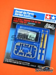 Tamiya: Front fork set 1/12 scale - Yamaha YZR M1 - Motorcycle World Championship 2004 - CNC metal parts, photo-etched parts, plastic parts and turned metal parts - for Tamiya references TAM14098 and TAM14100 image