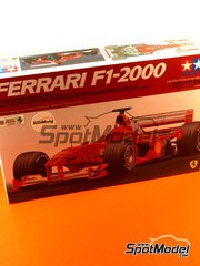 Tamiya: Car scale model kit 1/20 scale - Ferrari F1 2000 Scuderia Ferrari Team sponsored by Shell #3, 4 - Michael Schumacher (DE), Rubens Barrichello (BR) - French Formula 1 Grand Prix 2000 - plastic parts, rubber parts, water slide decals, assembly instructions, painting instructions and does NOT include tobacco sponsor decals image