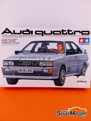 Tamiya: Car scale model kit 1/24 scale - Audi Quattro 1980 - plastic parts, rubber parts, water slide decals and placement instructions
