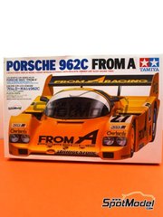 Tamiya: Car scale model kit 1/24 scale - Porsche 962C sponsored by FROM A Racing #27 - 24 Hours Le Mans 1989 - paint masks, plastic parts, rubber parts, water slide decals, assembly instructions and painting instructions image