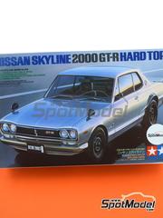 Tamiya: Car scale model kit 1/24 scale - Nissan Skyline 2000 GT-R Hard Top - plastic parts, rubber parts, water slide decals, assembly instructions and painting instructions image