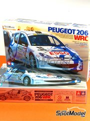 Tamiya: Maqueta de coche escala 1/24 - Peugeot 206 WRC patrocinado por Esso N 14, 15 - Francois Delecour (FR) + Daniel Grataloup (FR), Gilles Panizzi (FR) + Herv Panizzi (FR) - Tour de Corse Rally de Francia 1999 - mscaras de pintura, piezas de plstico, piezas de goma, calcas de agua, manual de instrucciones e instrucciones de pintado
